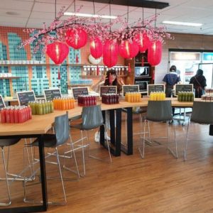 Antidote juice products set up at a corporate event