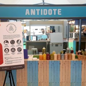 antidote juice store set up at a farmers market