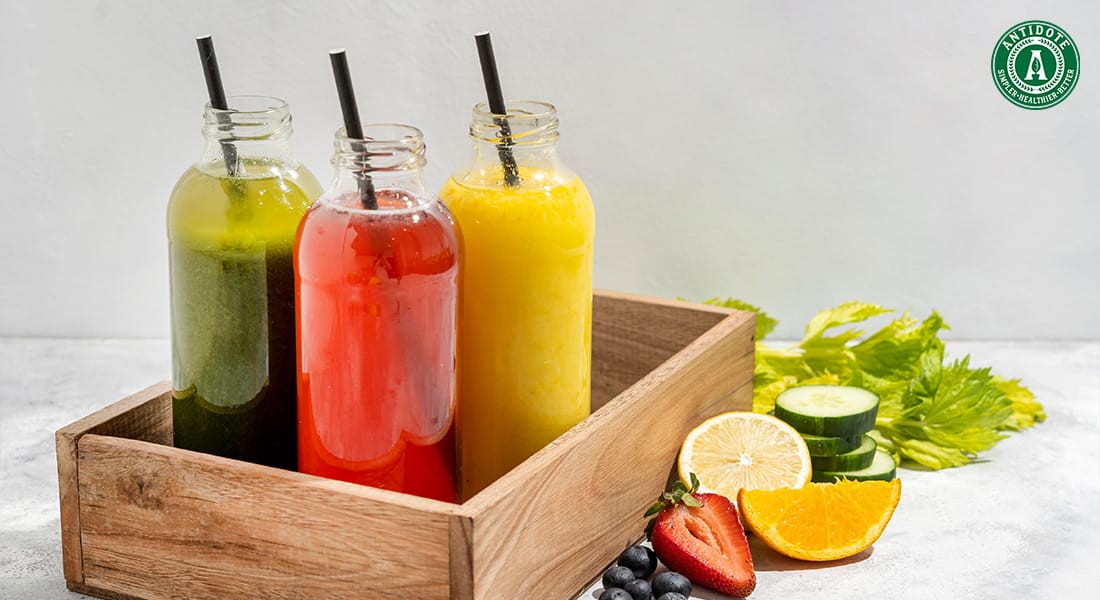 Detox juices for healthy skin and weight management.